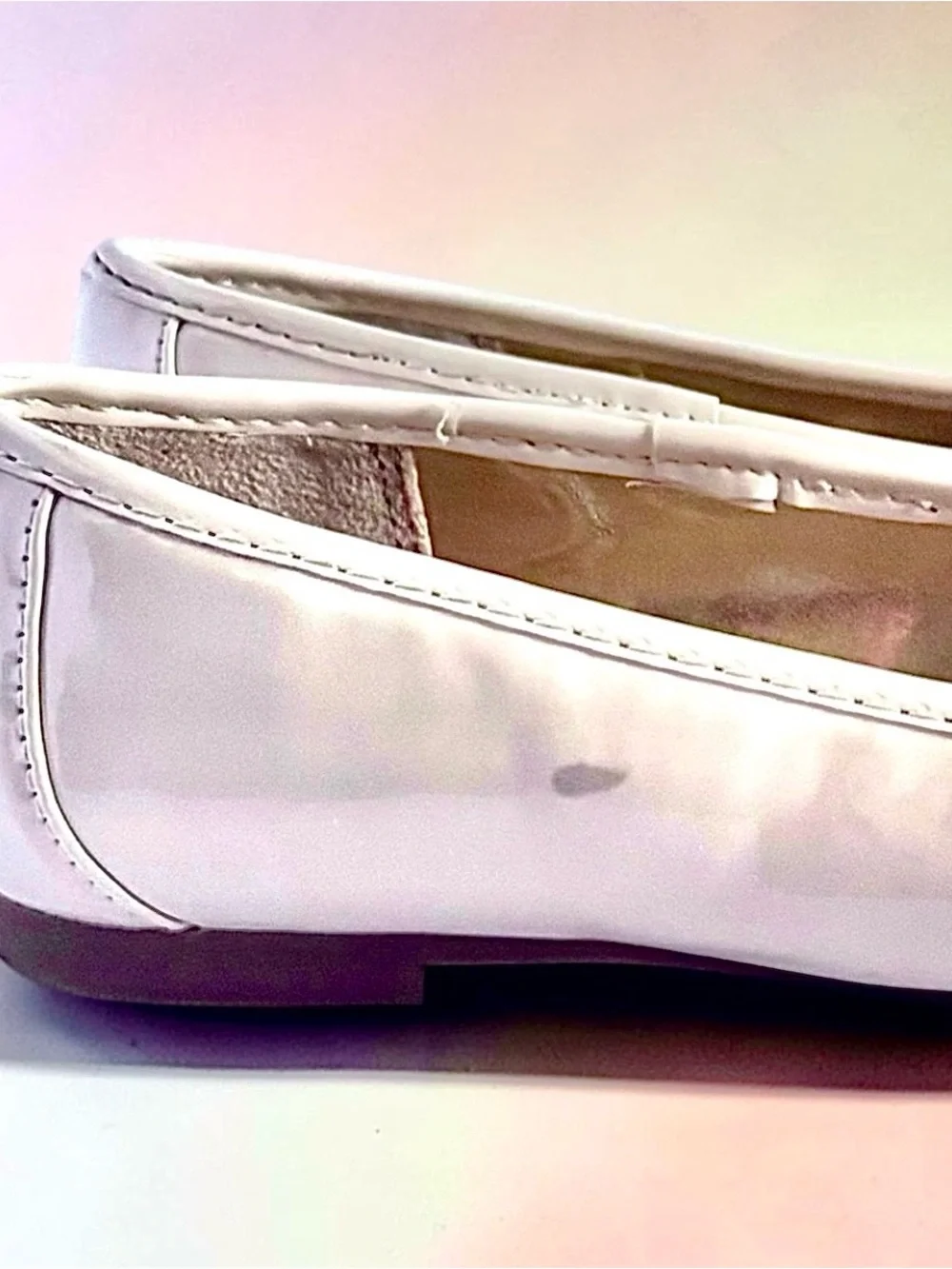Nine West Bow Flats Cream Patent Girls Size 2 Excellent Condition